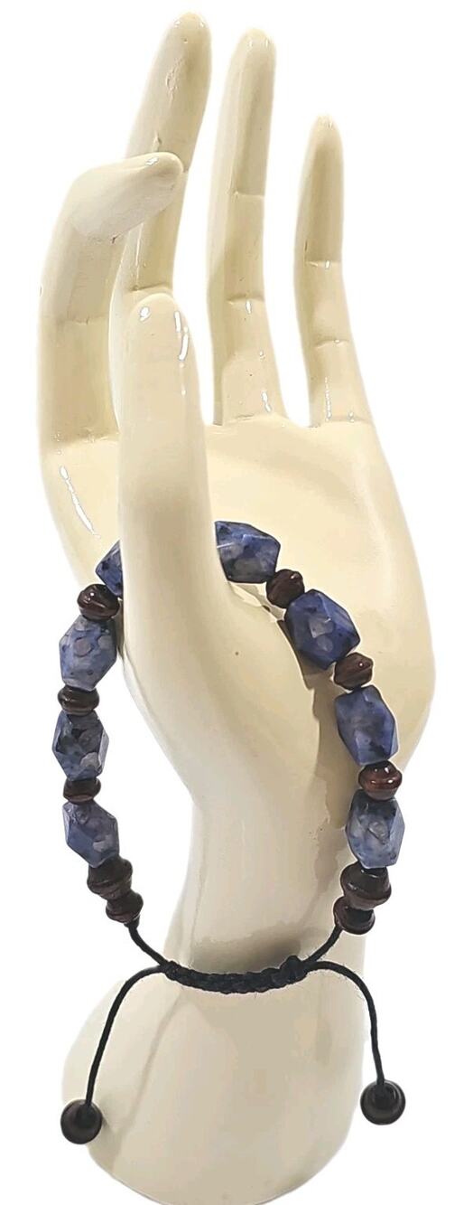 Blue/Brown Beaded Bracelet Adjustable Custom-made.